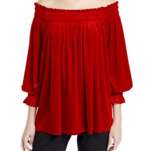 NORMA KAMALI Red Off-Shoulder Top - Picture 1 of 1